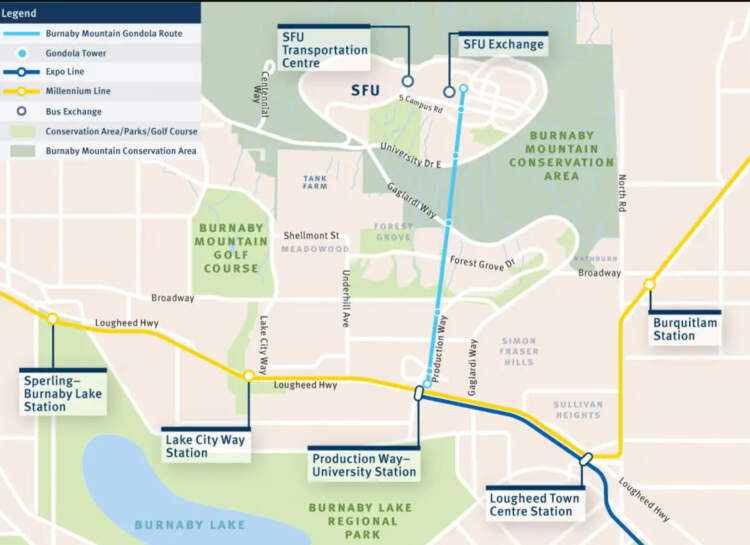 Burnaby Mountain Gondola Route. Picture source: TransLink website