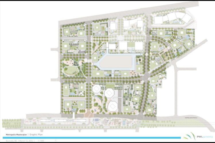 Proposed landscape plan for the Metropolis at Metrotown master plan in Burnaby.Ivanhoé Cambridge